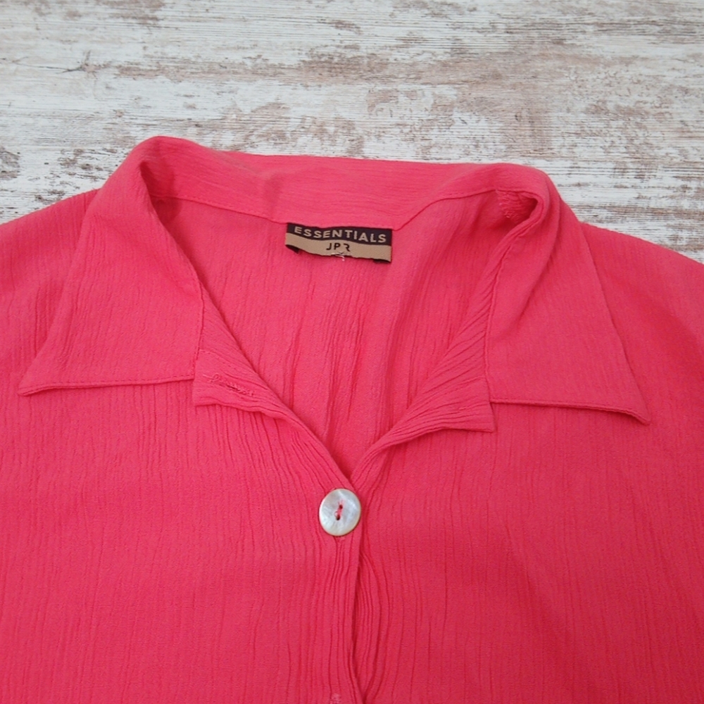 Essentials Jpr Coral Pink Button Down Blouse Top - image 4